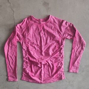 Women's Pink Side Ruching Long Sleeve Dri-fit Athletic Top Medium/Large